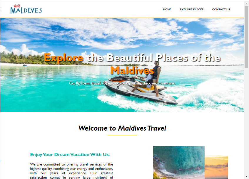 Visit Maldives - JQuery and Javascript Project